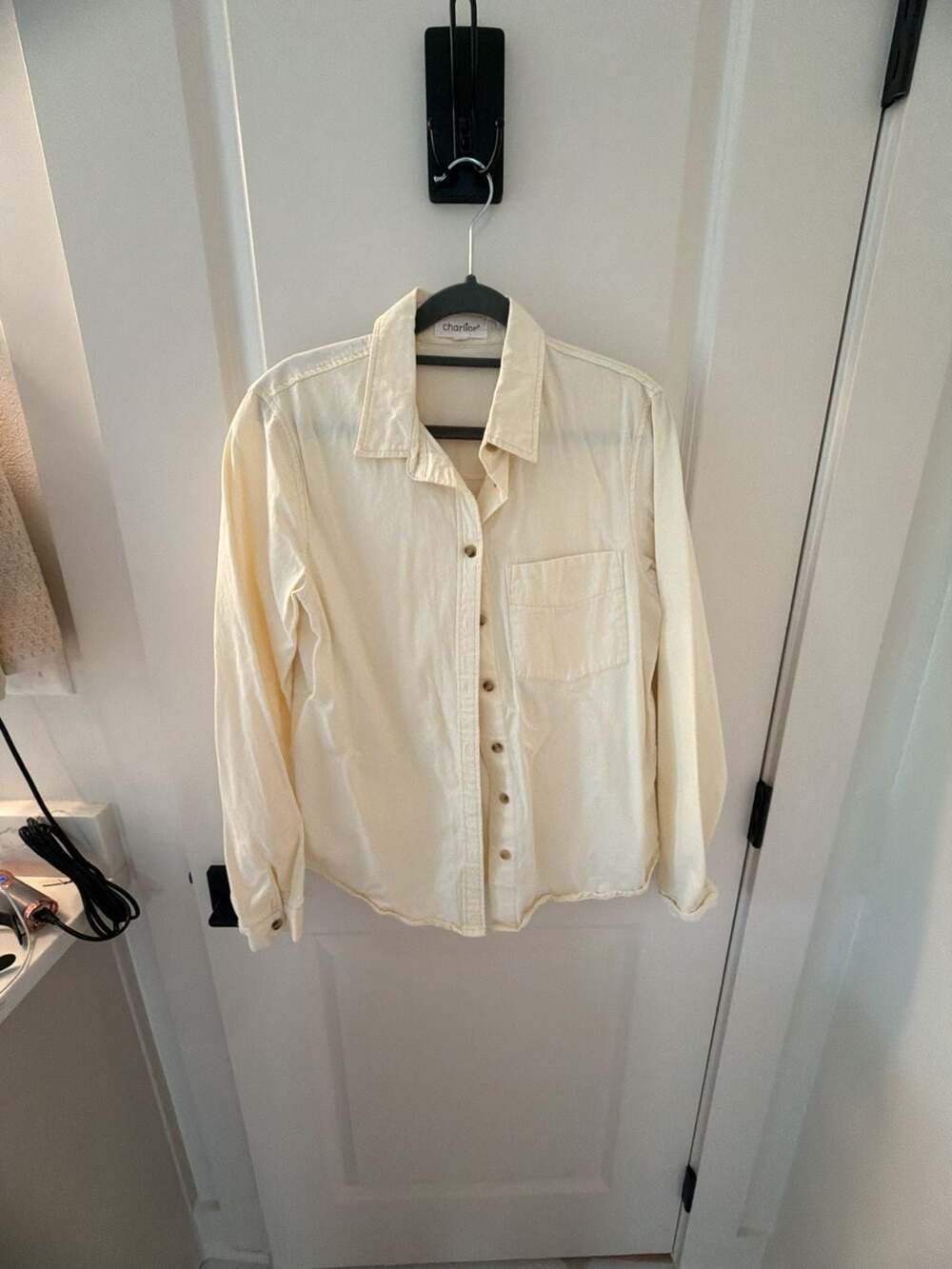 Charlior Cream Button Down Long Sleeve Shirt
